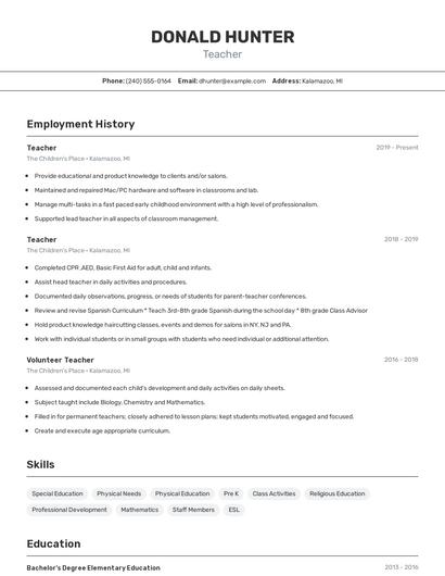 Resume example 2