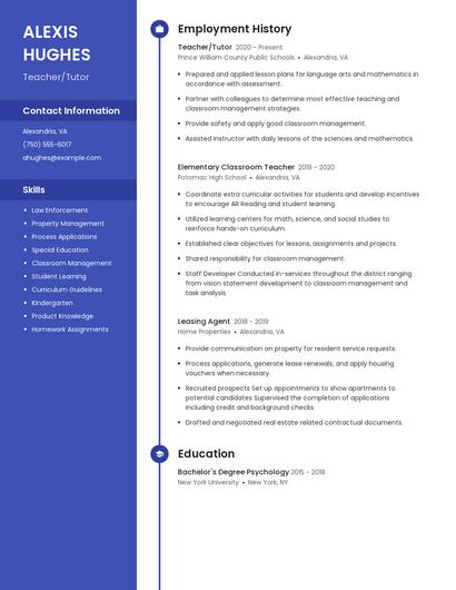 Teacher/Tutor Resume