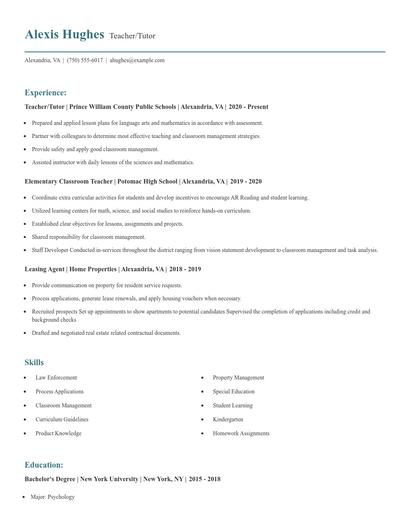 Teacher/Tutor Resume