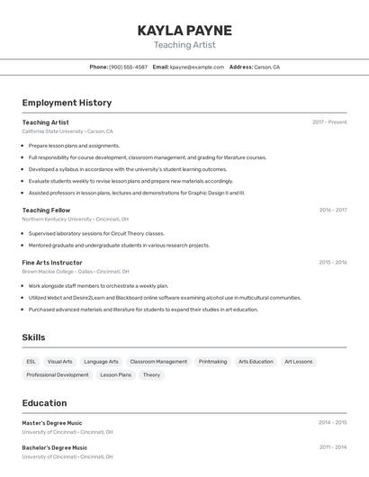 Resume example 2