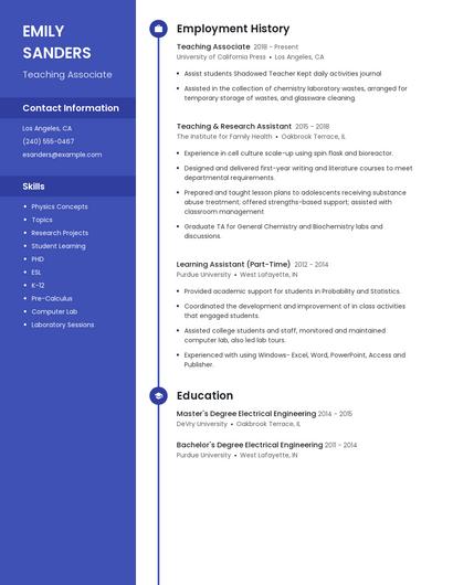 Teaching Associate Resume