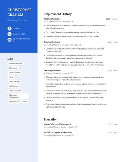 Teaching Associate Resume
