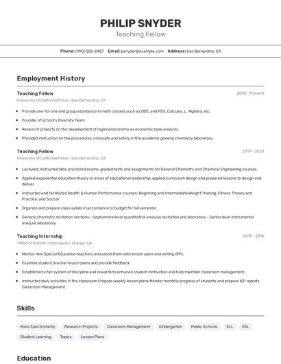 Resume example 2