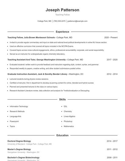 Resume example 1