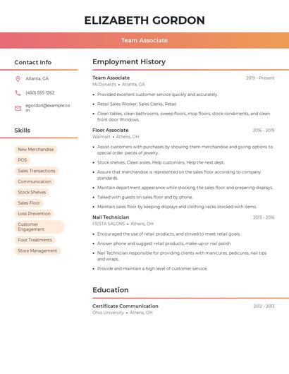 Resume example 3