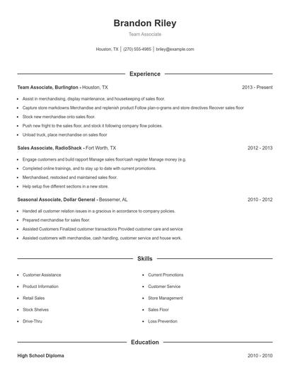 Resume example 1