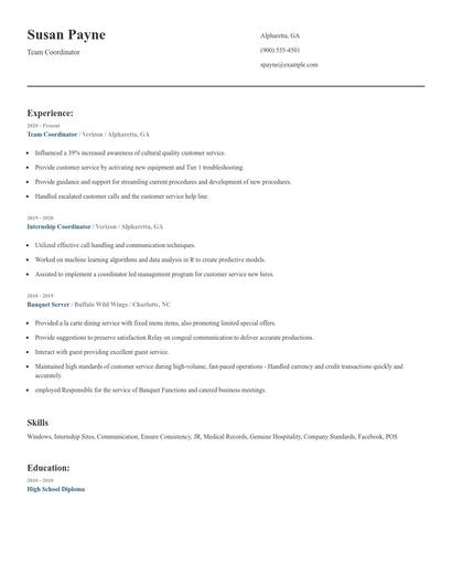 Team Coordinator Resume