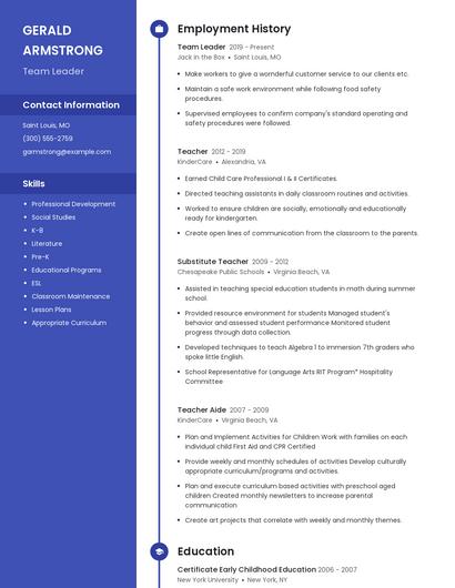 Resume example 5