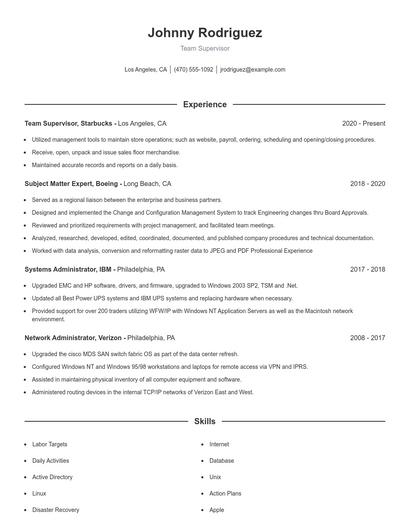 Resume example 1