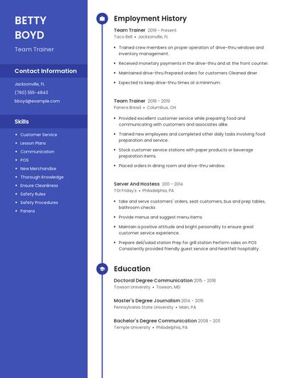 Team Trainer Resume