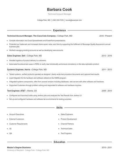 Resume example 1