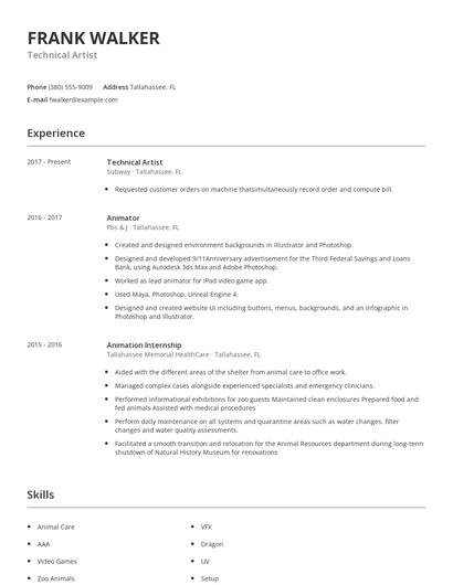 Technical Artist Resume