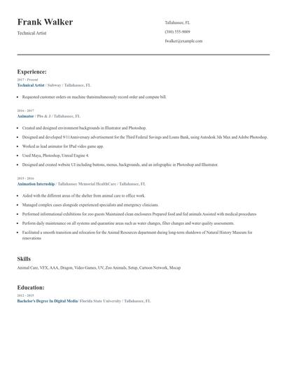 Technical Artist Resume