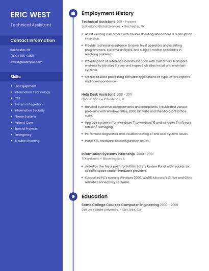 Technical Assistant Resume