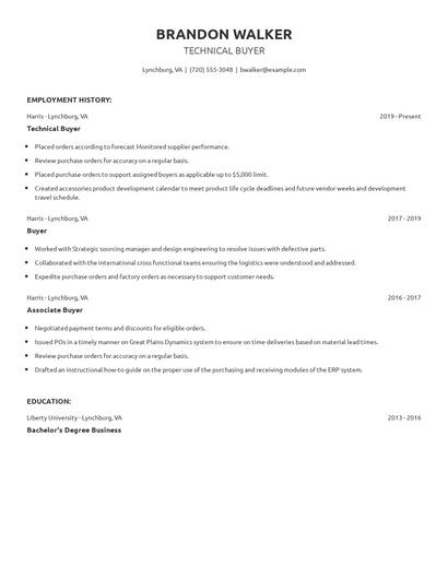 Technical Buyer Resume