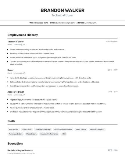 Technical Buyer Resume
