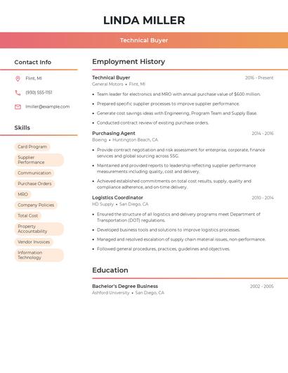 Technical Buyer Resume