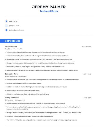 Technical Buyer Resume