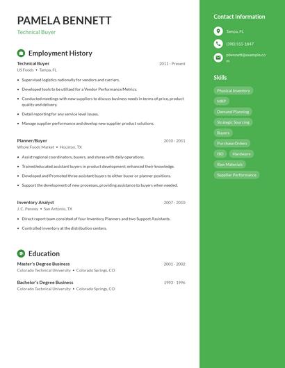 Technical Buyer Resume