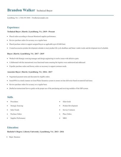 Technical Buyer Resume