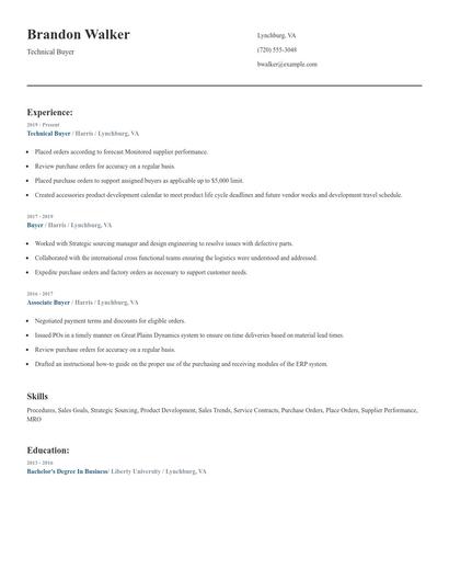 Technical Buyer Resume