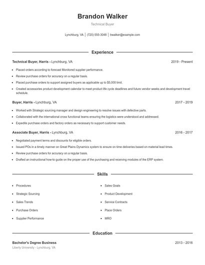 Technical Buyer Resume