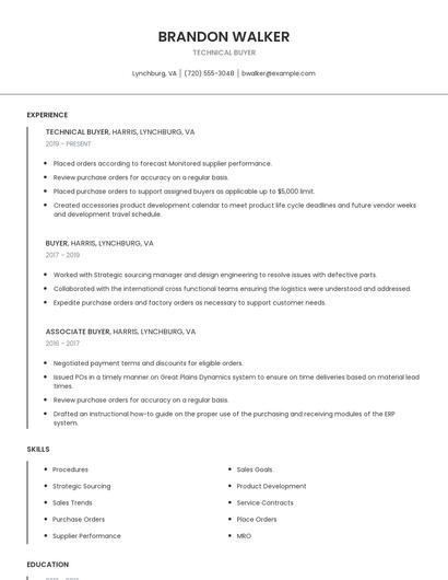 Technical Buyer Resume