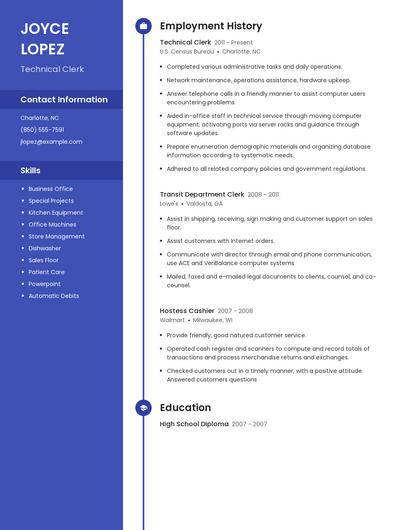 Technical Clerk Resume