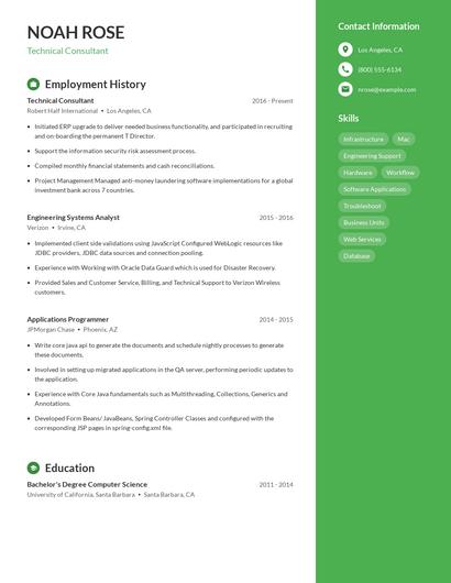 Technical Consultant Resume