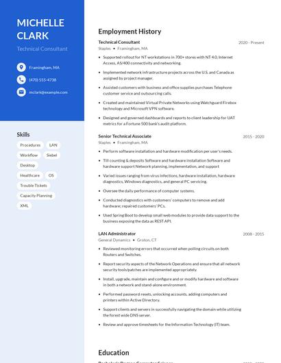 Technical Consultant Resume