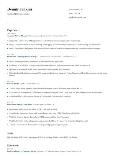 Technical Delivery Manager Resume
