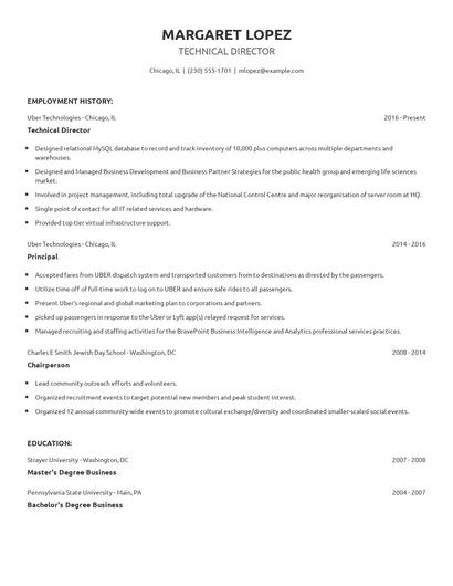 Technical Director Resume