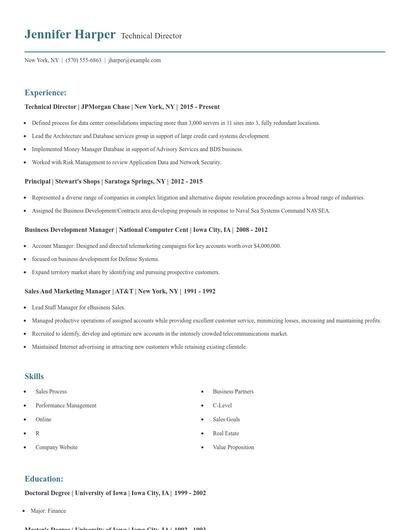 Technical Director Resume