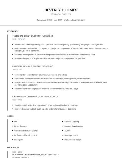 Technical Director Resume