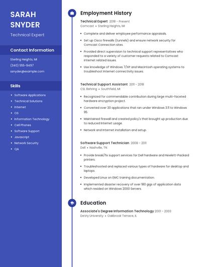 Technical Expert Resume