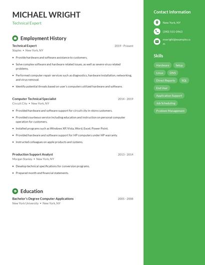 Technical Expert Resume