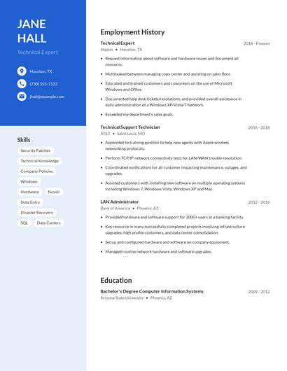 Technical Expert Resume