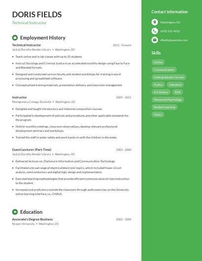 Resume example 5
