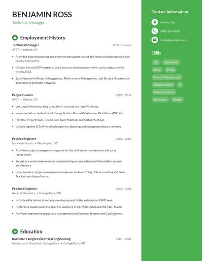 Technical Manager Resume