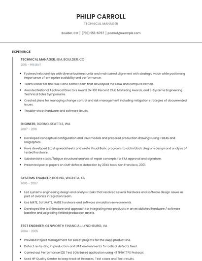 Technical Manager Resume