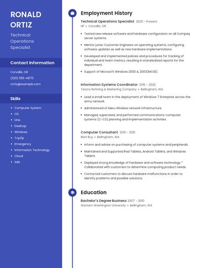 Technical Operations Specialist Resume