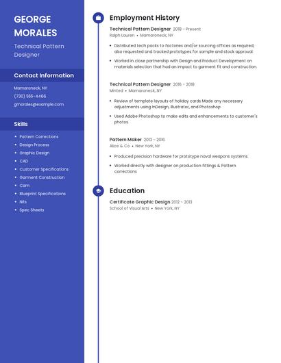 Technical Pattern Designer Resume