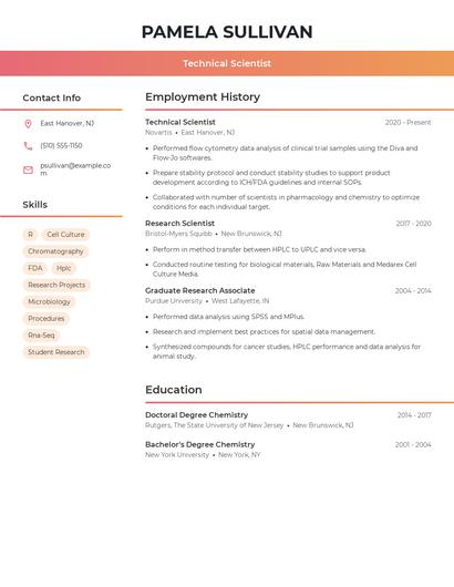 Technical Scientist Resume