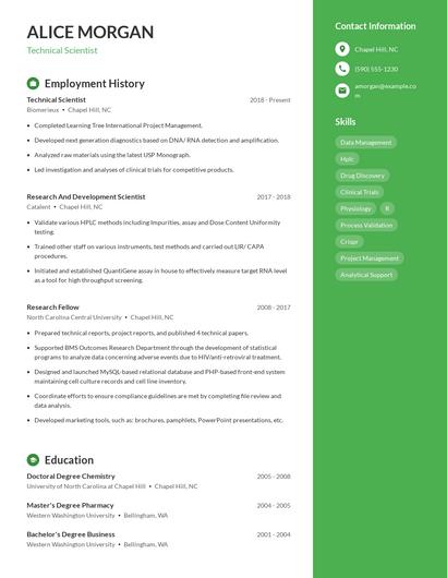 Technical Scientist Resume