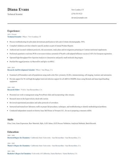 Technical Scientist Resume