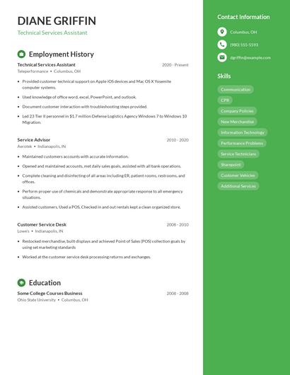 Technical Services Assistant Resume