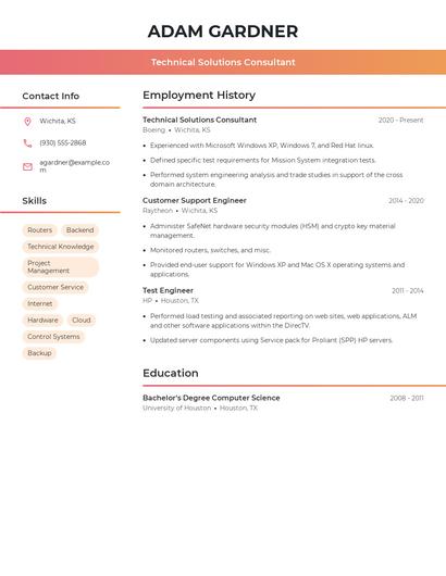 Technical Solutions Consultant Resume