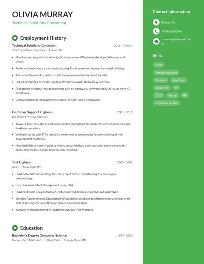 Technical Solutions Consultant Resume