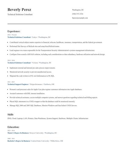 Technical Solutions Consultant Resume