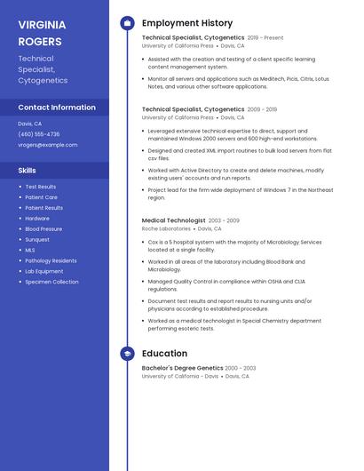 Technical Specialist, Cytogenetics Resume